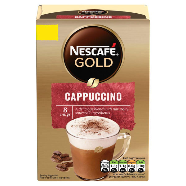 Nescafe Gold Cappuccino Instant Coffee Sachets (8 x 15.5g), 124g | Gold  Cappuccino Instant Coffee | Gold Cappuccino | Instant Coffee