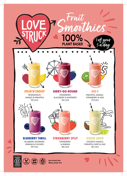 Love Struck Mixed Top 6 Fruit Box SMOOTHIE 30x140g