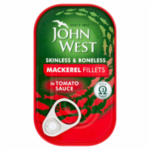 John West Mackerel Fillets In Tomato Sauce  10x125g