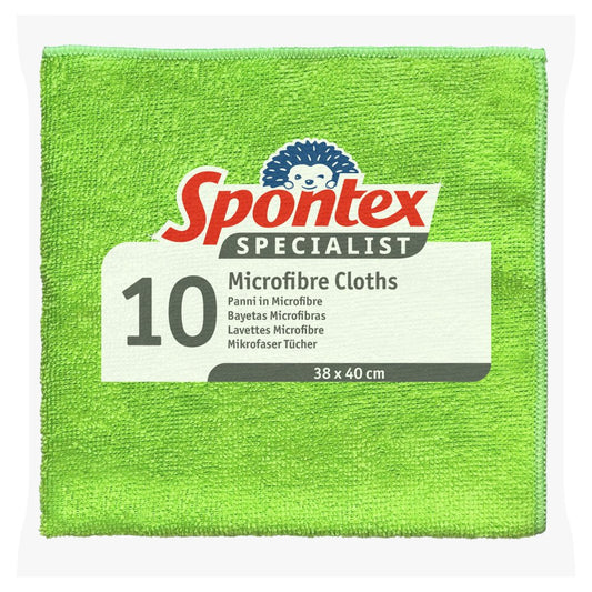 Spontex Specialist 10 Microfibre Cloths, 38 x 40cm Cleaning Cloths   10pk × 1