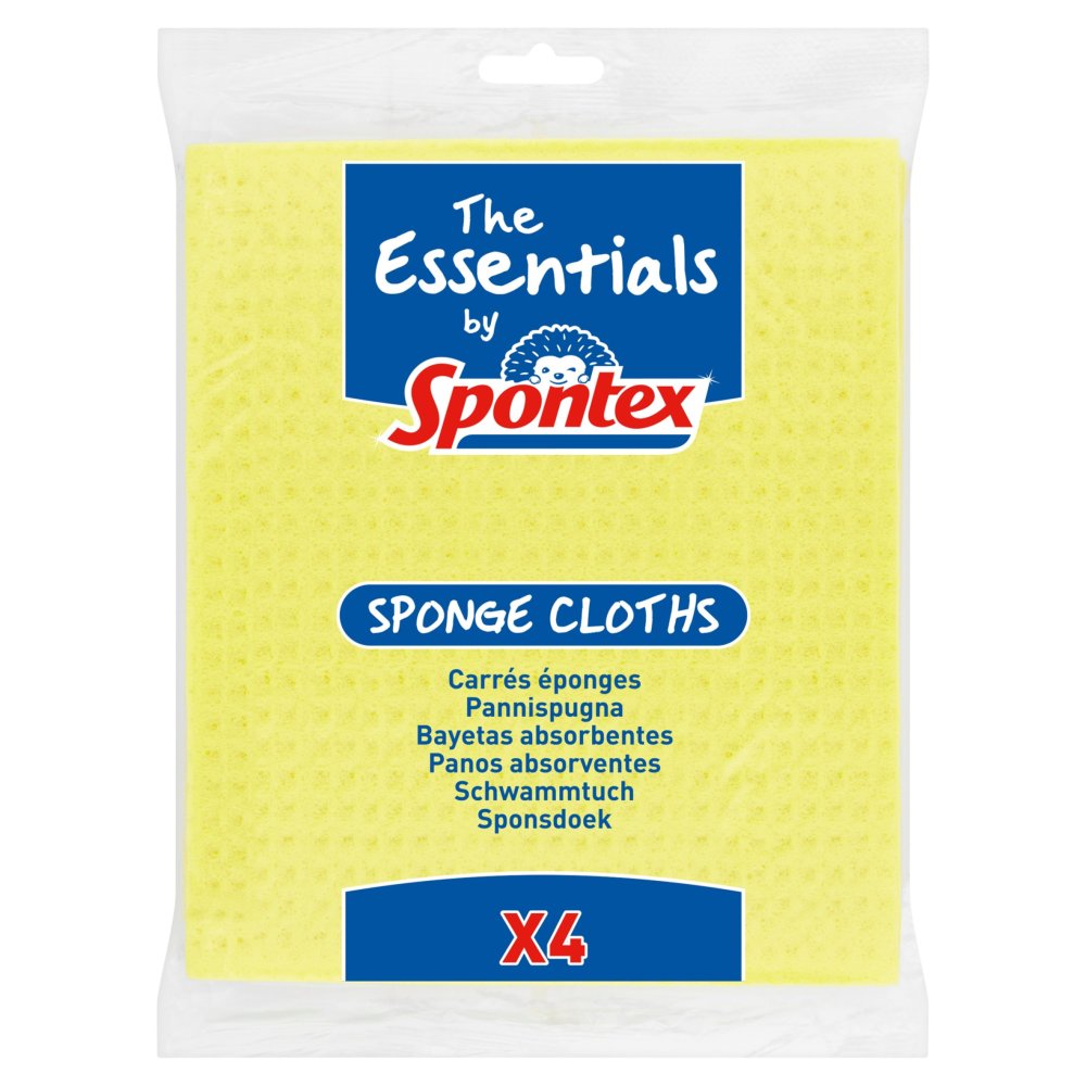 The Essentials by Spontex 4 Sponge Cloths   4pk × 12 × 1