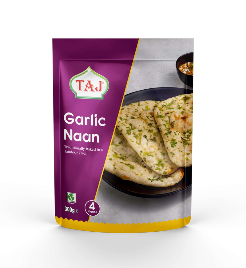 TAJ Garlic & Coriander Naan Bread 12x300g