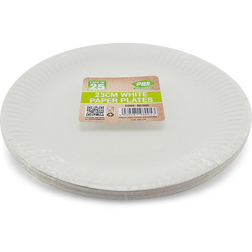 Pps Paper Plates White 23cm   25s × 1