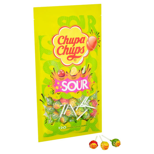 Chupa Chups Sour 120 Assorted Flavour Sour Lollipops