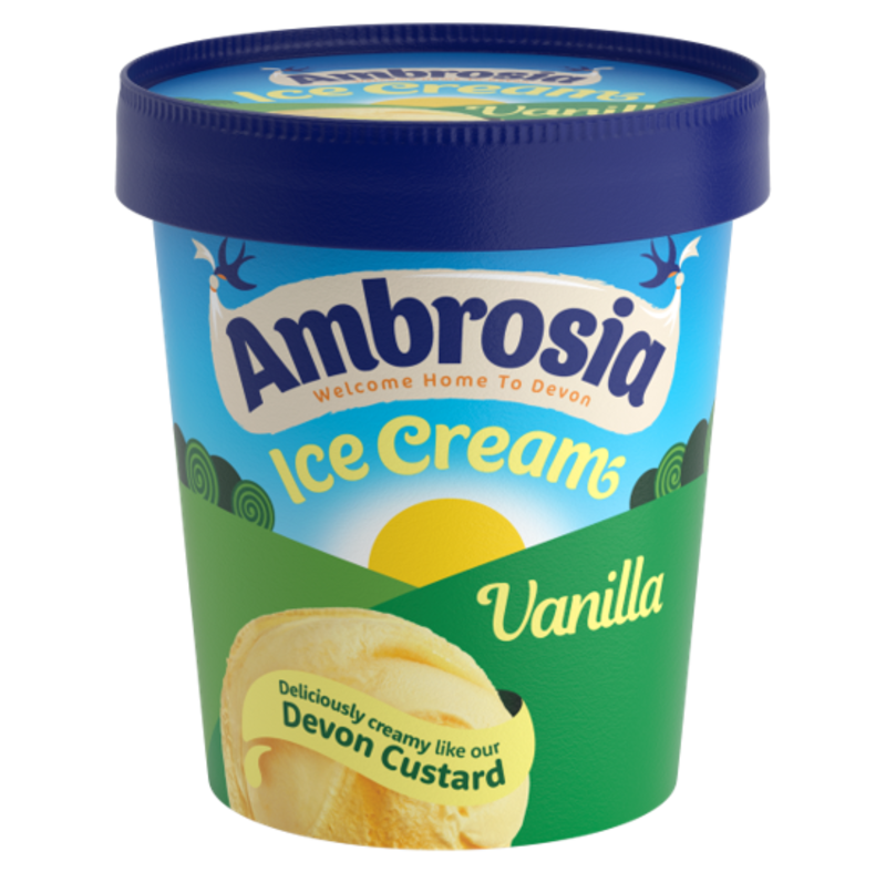 Ambrosia Vanilla Custard Ice Cream Tub 6x475ml