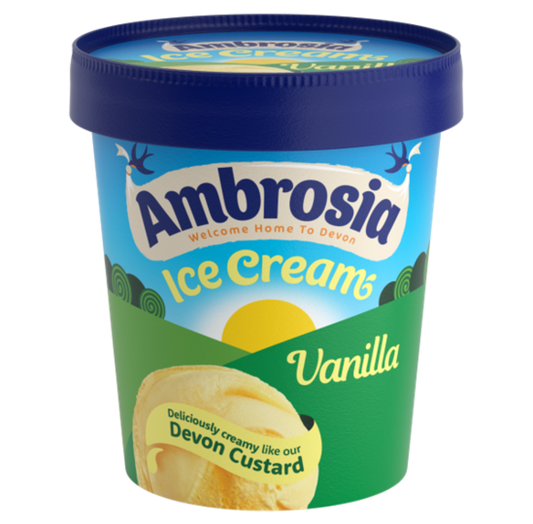 Ambrosia Vanilla Custard Ice Cream Tub 6x475ml