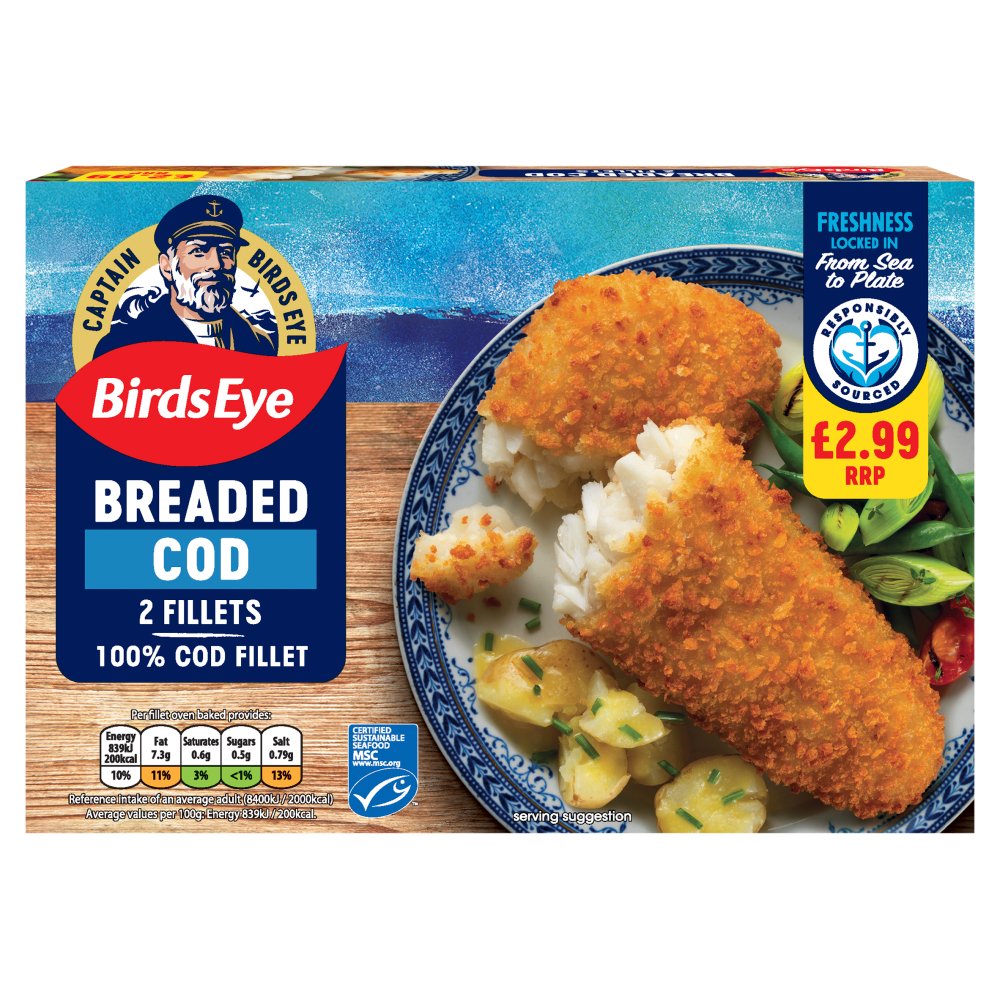 Birds Eye 2 Breaded Cod Fillets 200g   200g × 1