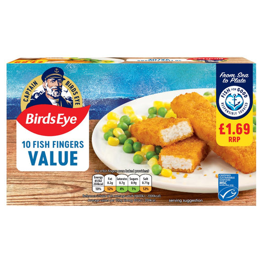 Birds Eye 10 Fish Fingers Value 250g   250g × 12