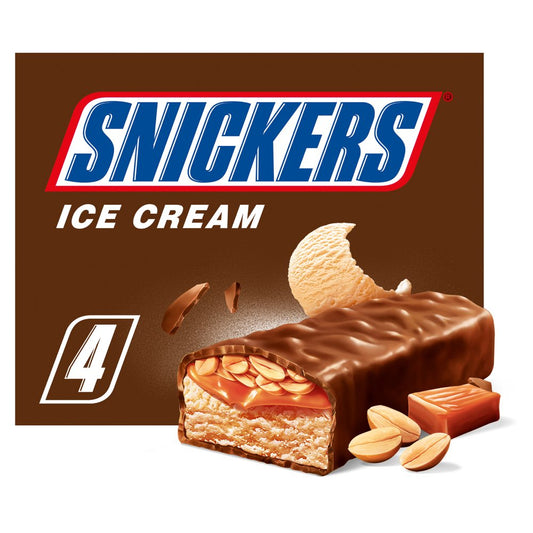 Snickers Chocolate Peanut Ice Cream Bar 4 x 53ml