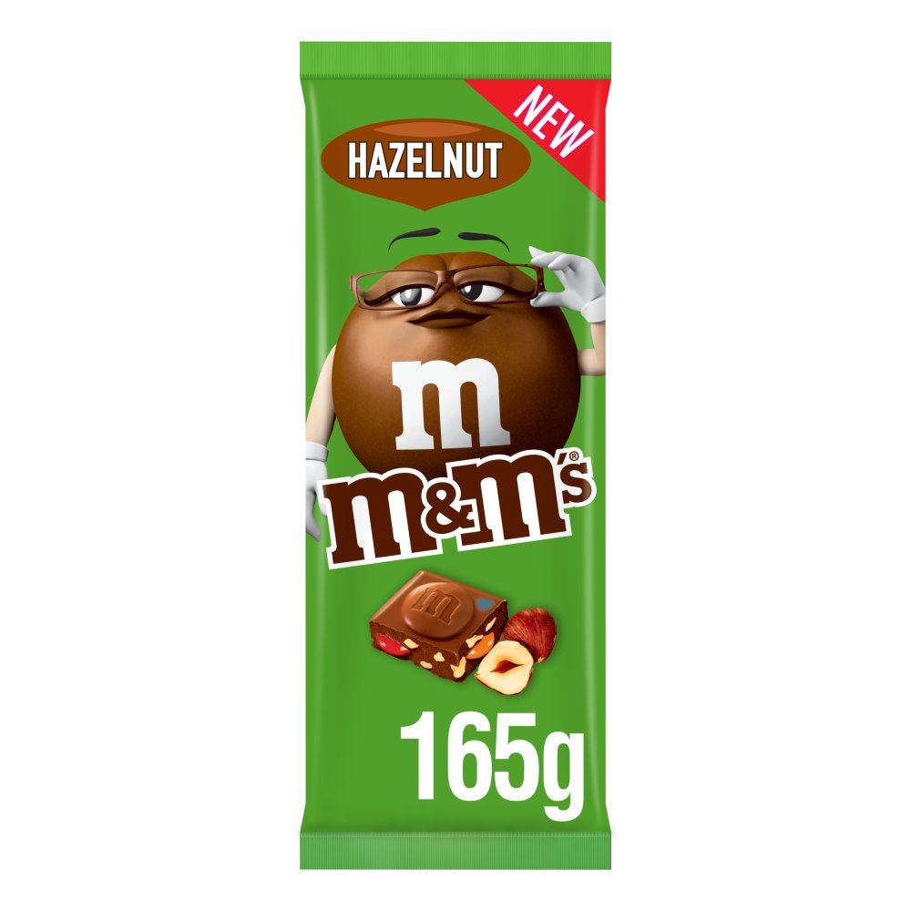 M&M's Hazelnut Pieces & Milk Chocolate Block Sharing Bar 165g Box of 16