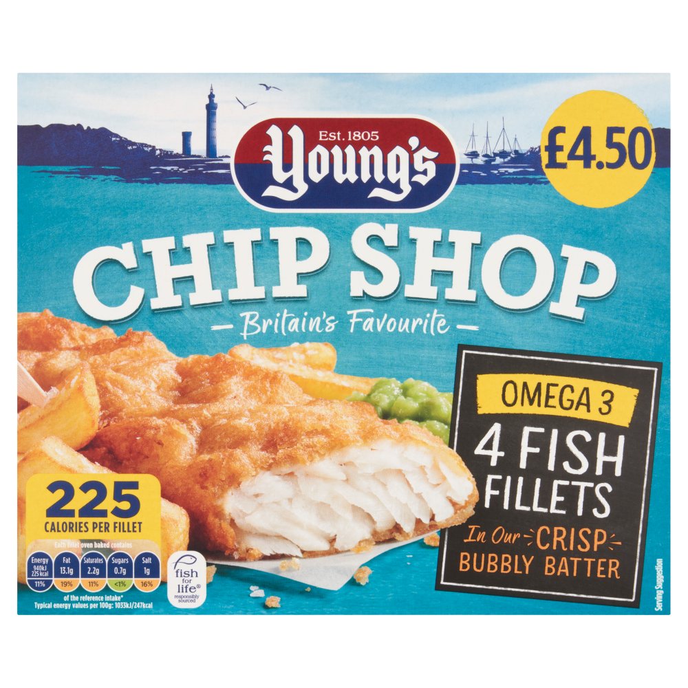 Young's Chip Shop 4 Fish Fillets 400g   400g × 8