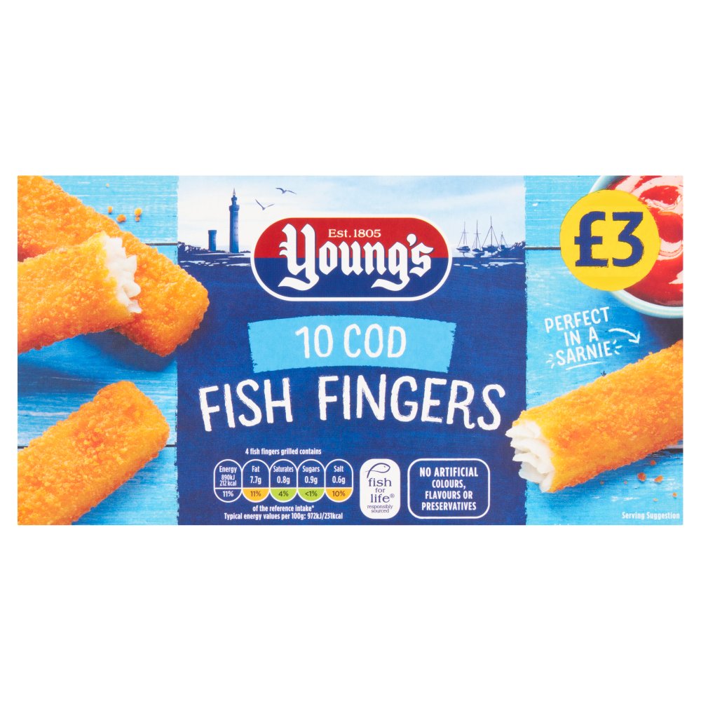 Young's 10 Cod Fish Fingers 250g   250g × 1