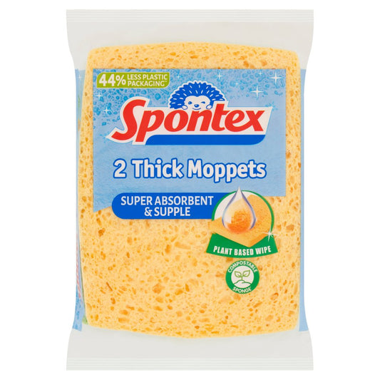 Spontex 2 Thick Sponge Moppets, 16 x 12cm   2pk × 6 × 1