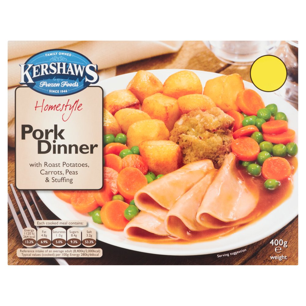 Kershaws Homestyle Pork Dinner with Roast Potatoes, Carrots, Peas & Stuffing 400g   400g × 1