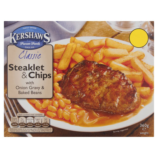 Kershaws Classic Steaklet & Chips with Onion Gravy & Baked Beans 360g   360g × 1