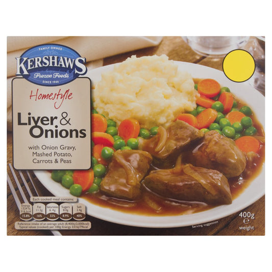 Kershaws Homestyle Liver & Onions with Onion Gravy, Mashed Potato, Carrots & Peas 400g    400g × 1