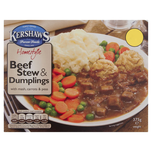 Kershaws Homestyle Beef Stew & Dumplings with Mash, Carrots & Peas 375g   375g × 1