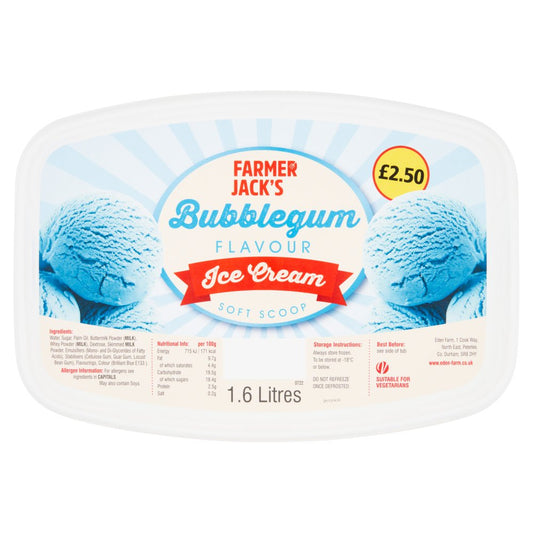 Farmer Jack's Bubblegum Flavour Ice Cream 1.6 Litres   1.6Ltr × 1