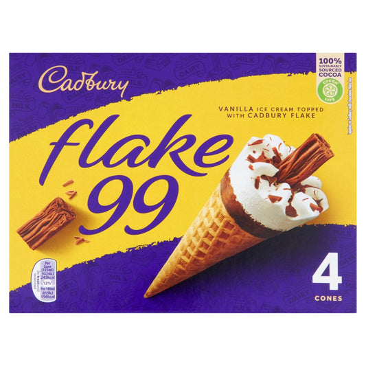 Cadbury Flake 99 Ice Cream Cones 4 x 125ml