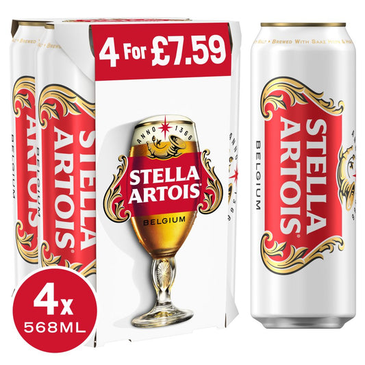 Stella Artois Belgium Premium Lager Beer 4 x 568ml   568ml × 6 × 1