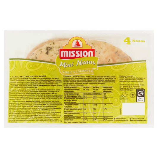 Mission 4 Mini Naans Garlic & Coriander   4pk × 1