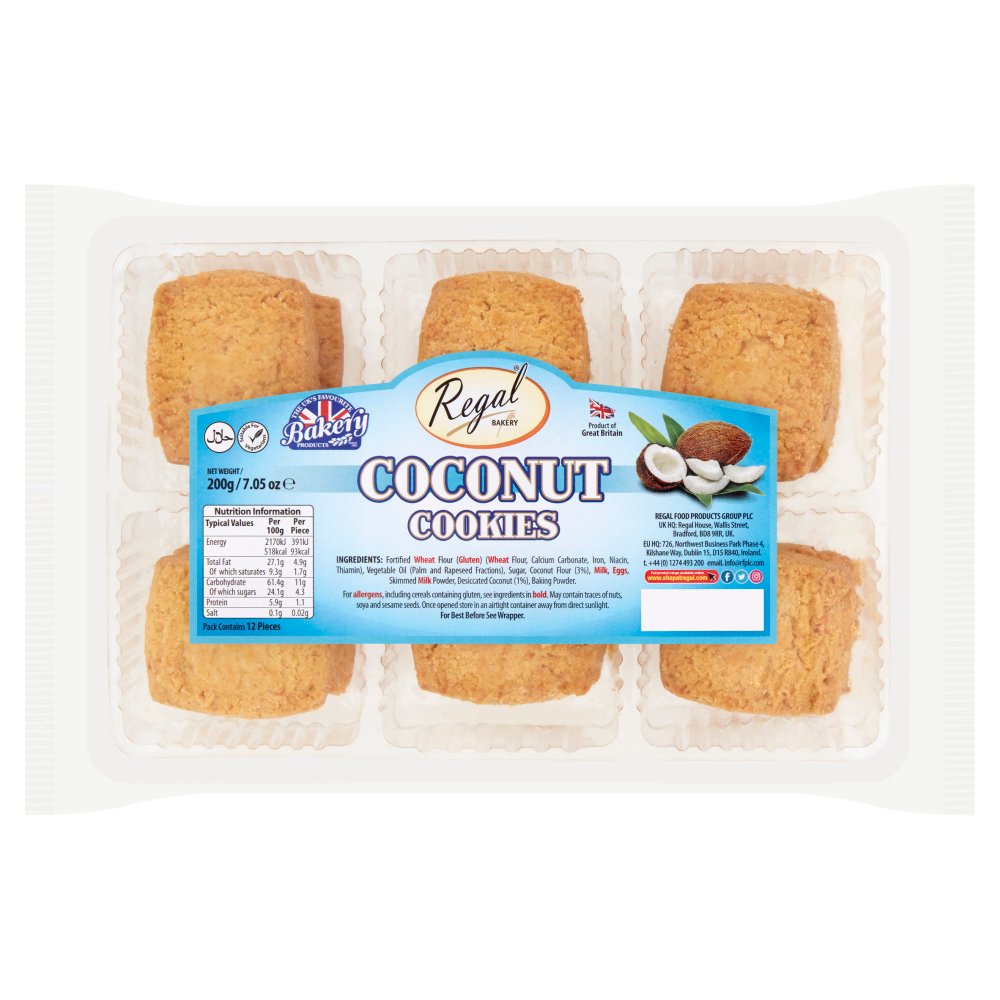 Regal BAKERY Coconut Cookies 200g   12pk × 1