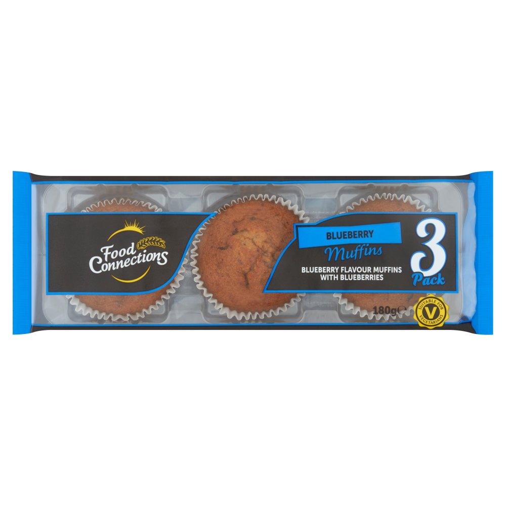 Food Connections 3 Blueberry Muffins 180g   3pk × 1