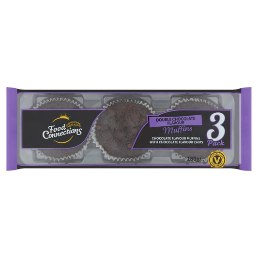 Food Connections 3 Double Chocolate Flavour Muffins 180g   3pk × 1