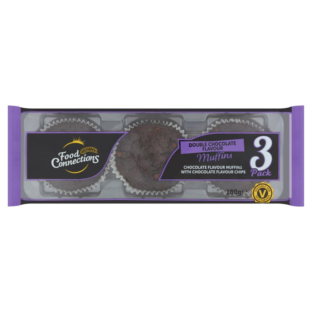 Food Connections 3 Double Chocolate Flavour Muffins 180g   3pk × 14