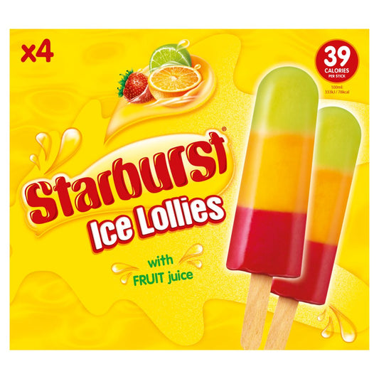 Starburst Ice Lollies with Fruit Juice 4 x 50g   4pk × 1