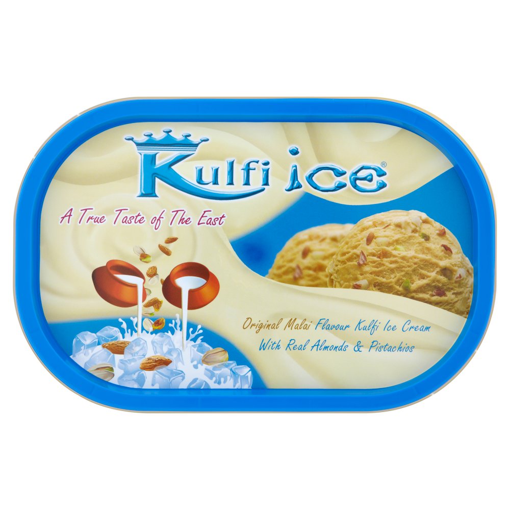 Kulfi Ice Original Malai Flavour Kulfi Ice Cream with Real Almonds & Pistachios 1 Litre