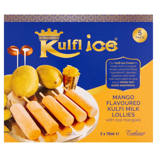 Kulfi Ice Mango Flavoured Kulfi Milk Lollies 5 x 70ml