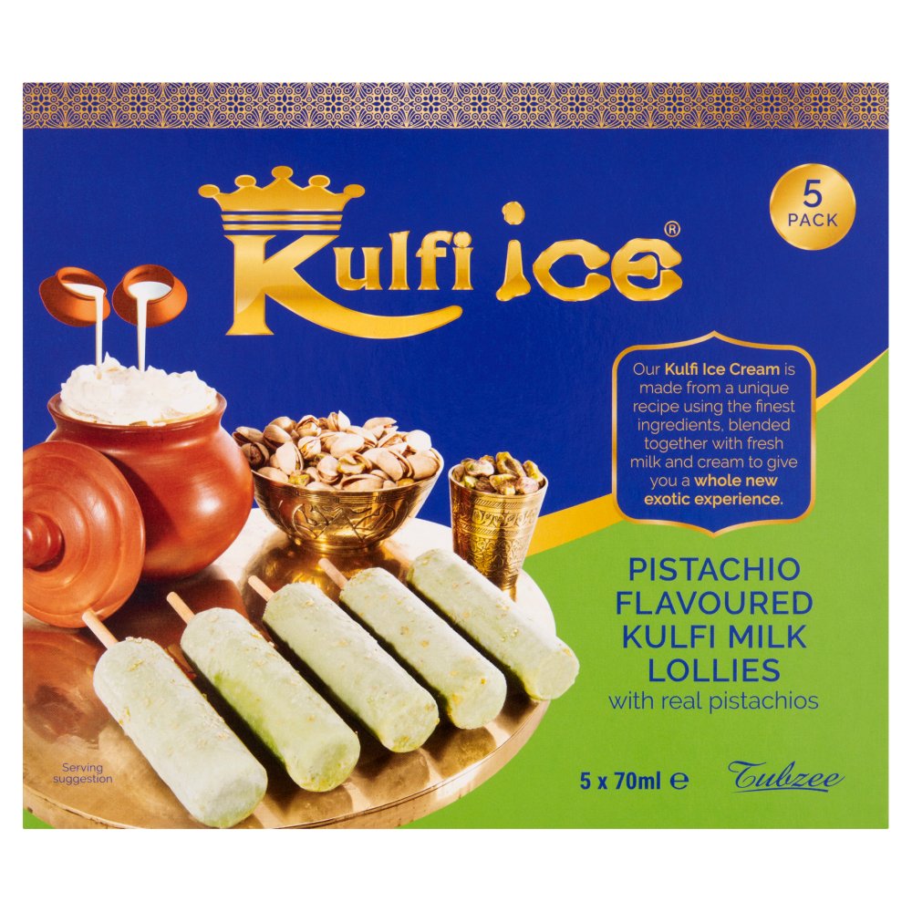 Kulfi Ice Pistachio Flavoured Kulfi Milk Lollies 5 x 70ml