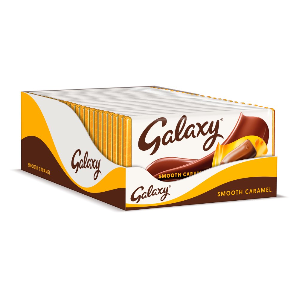 Galaxy Smooth Caramel & Milk Chocolate Block Bar Vegetarian 135g Box of 24