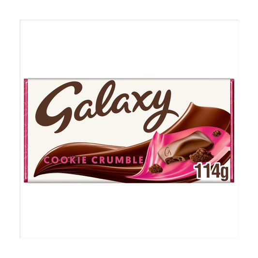 Galaxy Cookie Crumble & Milk Chocolate Block Bar Vegetarian 114g Box of 12