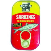 Tropical Sun Sardines In Sunflower Oil & Chilli  12x125g