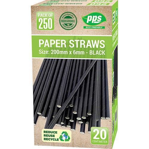 Pps Paper Straws Black   250s × 20