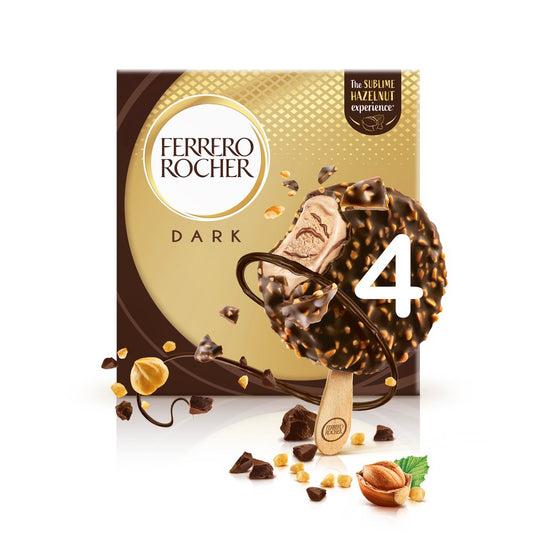 Ferrero Rocher Dark Chocolate & Hazelnut Ice Cream Sticks Multipack 4 x 70ml