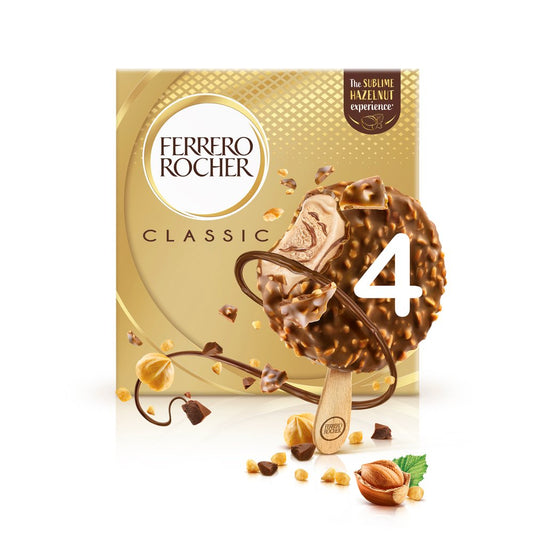 Ferrero Rocher Classic Milk Chocolate & Hazelnut Ice Cream Sticks Multipack 4 x 70ml