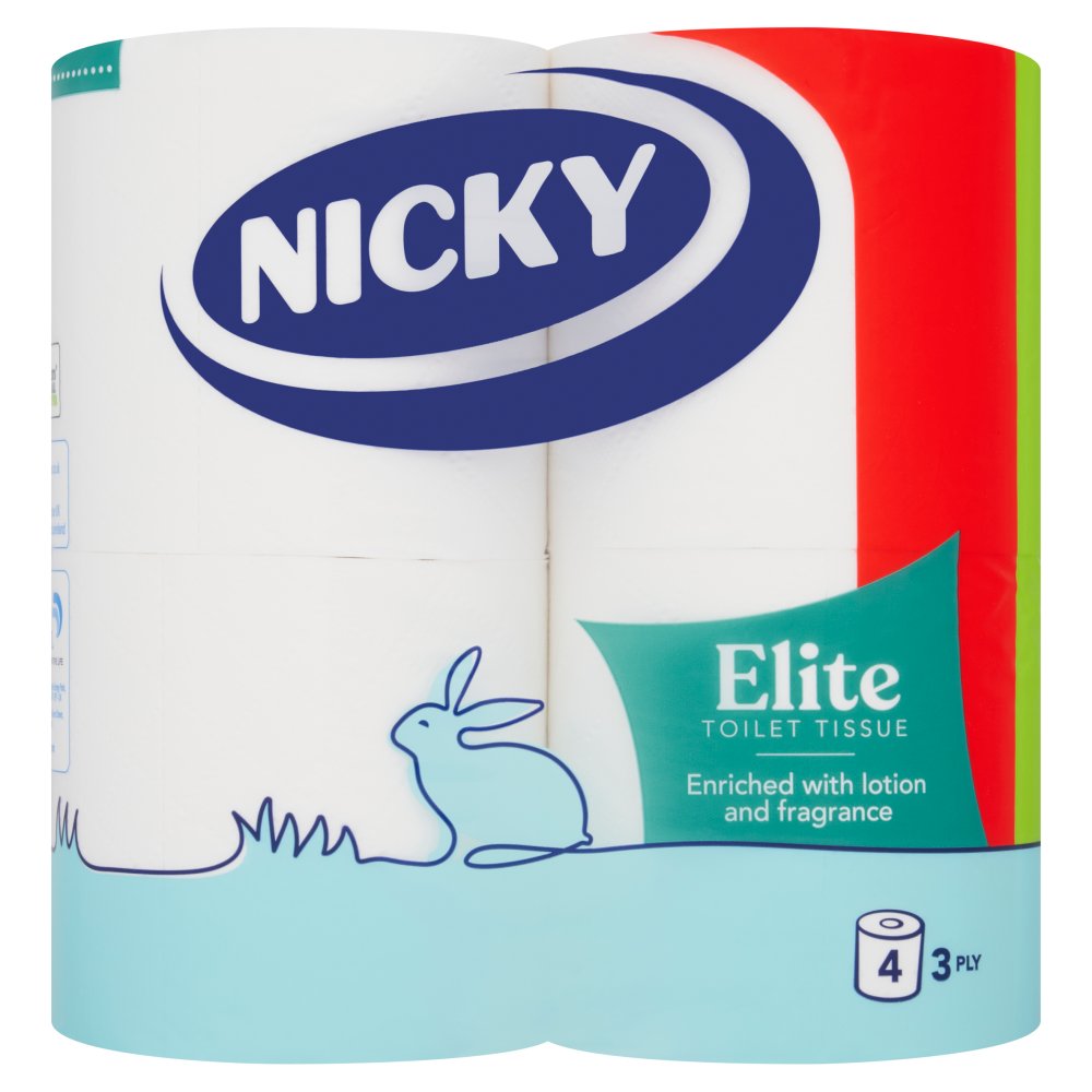 Nicky Elite Toilet Tissue 3 Ply 4 Rolls   4Roll × 10 × 1