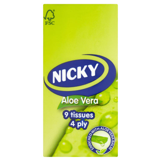 Nicky Aloe Vera 4 Ply 9 Tissues   10pk × 1