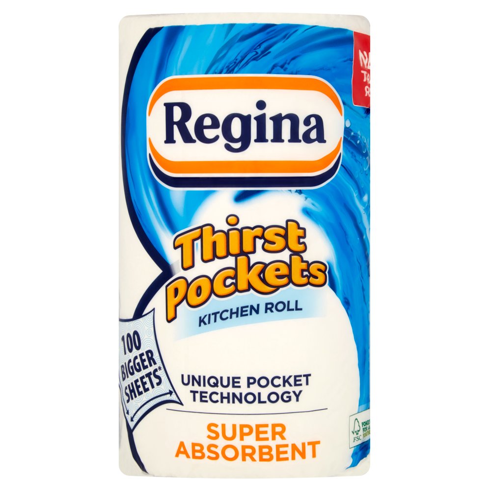 Regina Thirst Pockets Kitchen Roll 100 Bigger Sheets   Sgl × 6 × 1