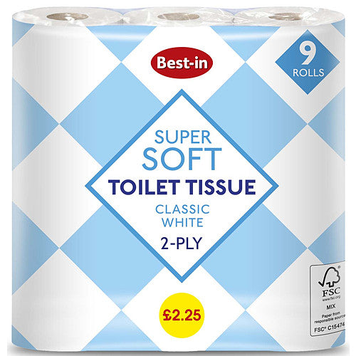 Bestin Soft Toilet Tissue White PM £2.25   9Roll × 5 × 1