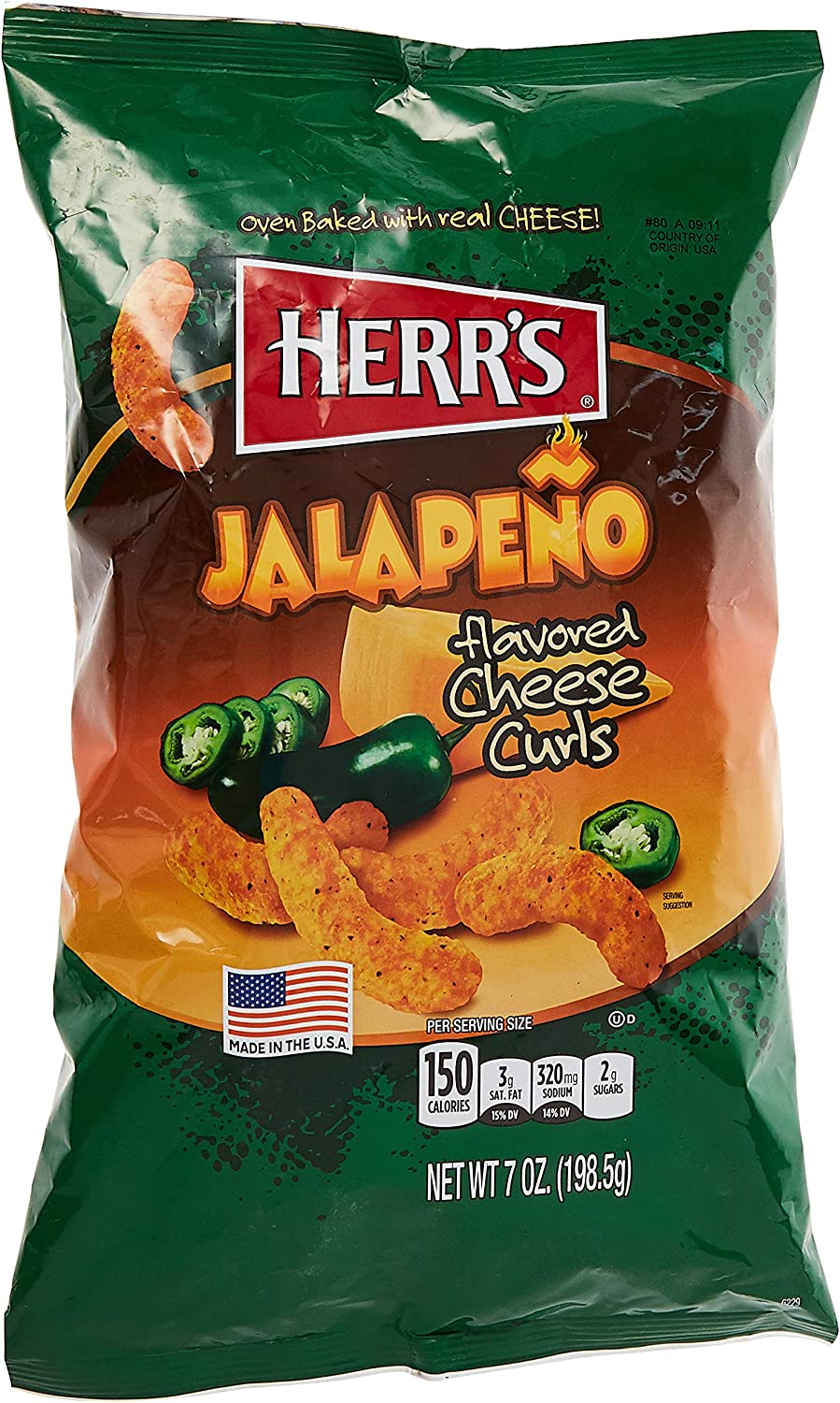 Herrs Jalapeno Cheese Curls 198g Box of 12