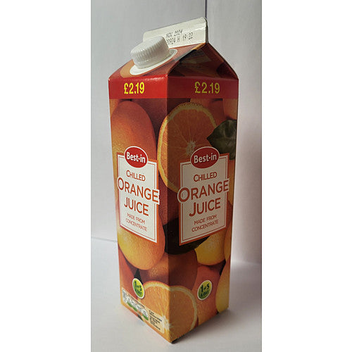 Bestin Orange Juice £2.19   1Ltr × 12 × 1