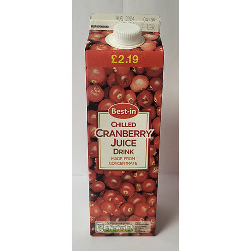 Best In Cranberry Juice £2.19   1Ltr × 12 × 1