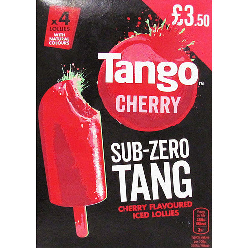 Tango Cherry Sub Zero Tang Lollies PM £3.50   4pk × 1