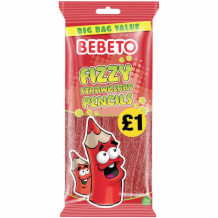 Bebeto Fizzy Strawberry Pencils   12x160g(4)