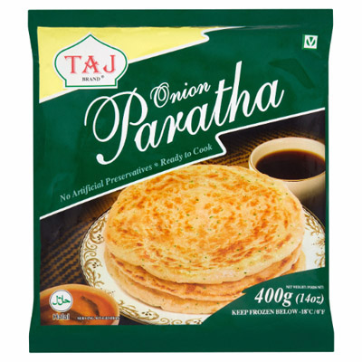 TAJ Onion Paratha UNIT 6x400g . Packed 2 units to a case.
Unit Weight: 2.40 Kilos.