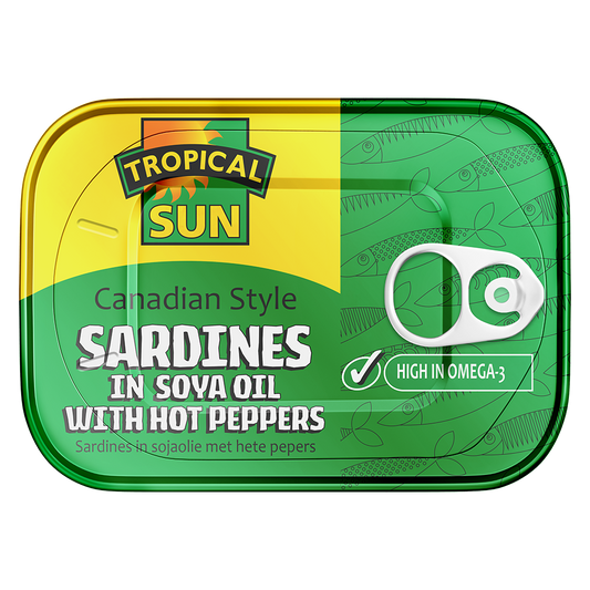 Tropical Sun Canadian Sardines Hot Peppers    12x106g